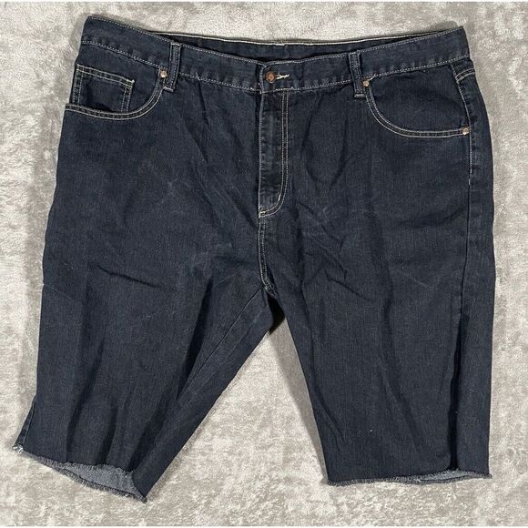 Other - Vintage Y2K Kani Gold Shorts Raw Hem Blue Dark Wash Denim Jean 13" Inseam Sz 46‎